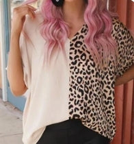 Leopard Color Block Top