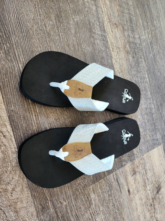 White Corkys Flip Flops