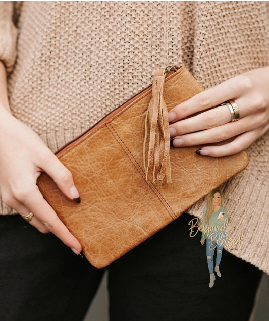 Leather Fringe Pouch Wallet